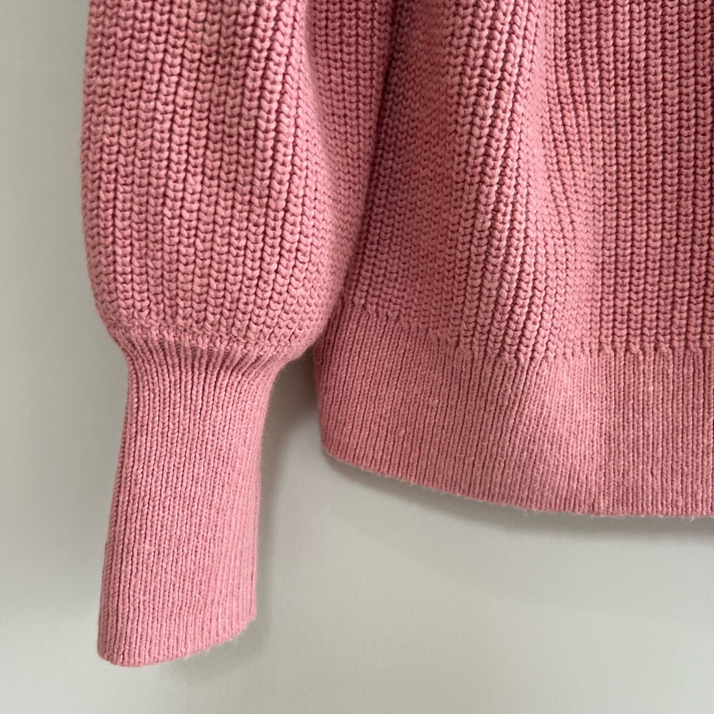 Joules Evangeline Pink Rib Knit Jumper With Crochet Collar in Pink, sz US14/UK18 - Picture 6 of 10